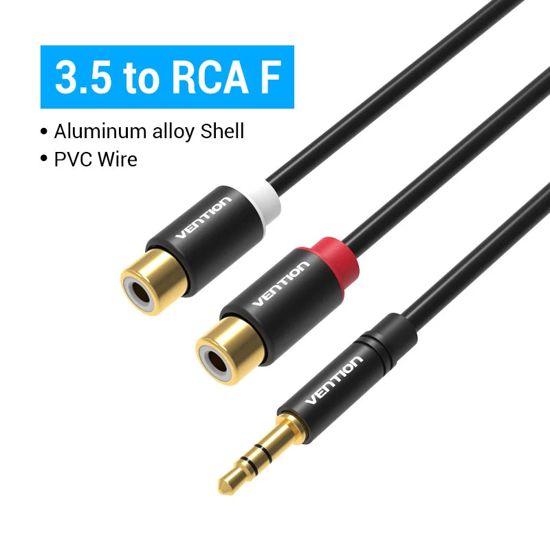 3.5mm Male to 2RCA Female AUX Cable RCA Jack Splitter Audio Y Cable for iPhone Computer Speaker Stereo 3.5 Cable RCA