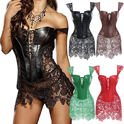 Bustiers Corsets Bridal Lingerie Lace up Black Satin Boned Corset Gothic Corsets Cinchers Overbust Bodysuit Shapewear