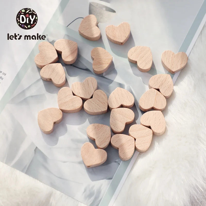 10PC Baby Wooden Teether Animal Beads Beech Rodent Star DIY Pacifier Chain Teething Bracelet Accessories Montessori Newborn Gift