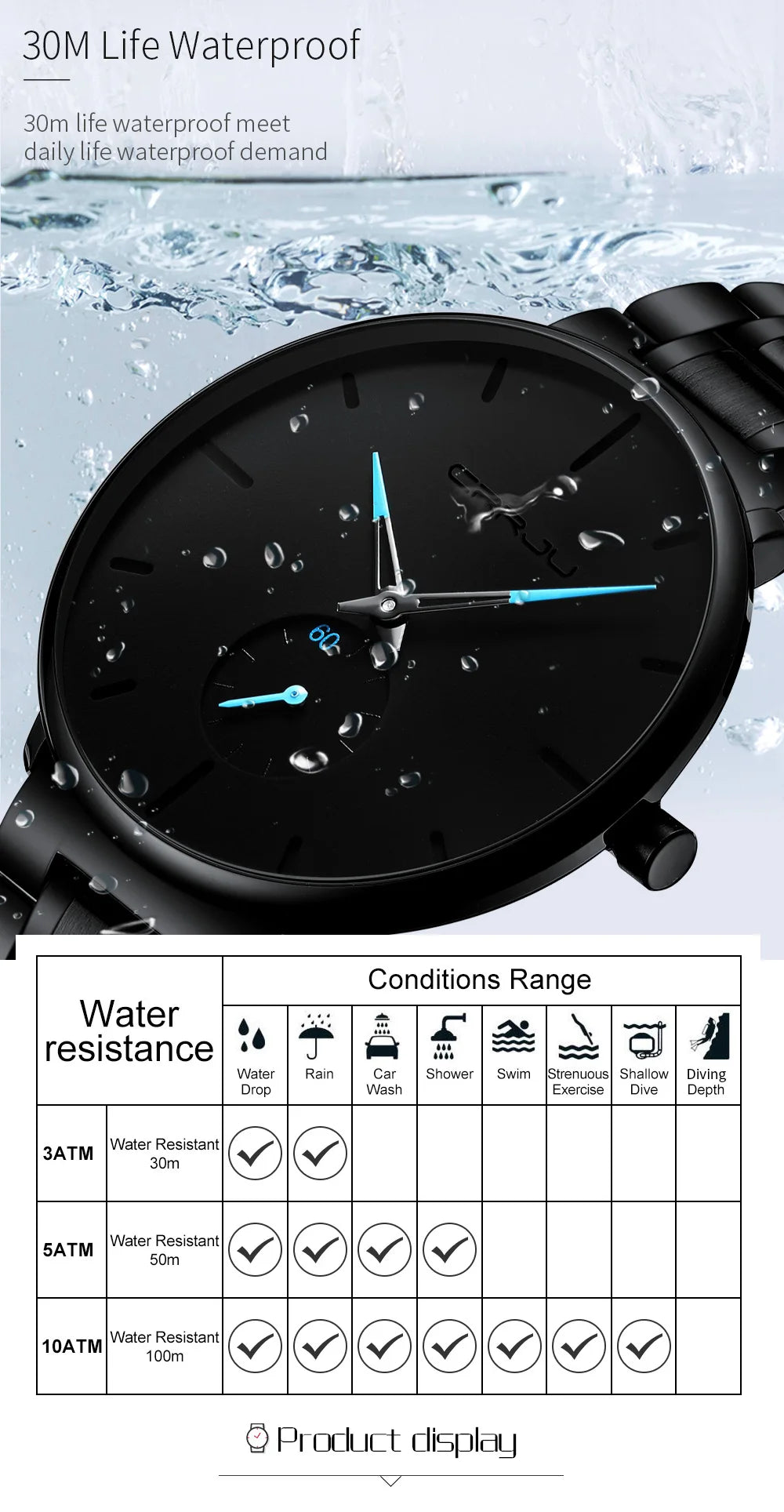 Watches Stainless Steel Men's Wrist Watch Casual Luxury Waterproof Sport Watch for Men Quartz Watch Relogio Masculino