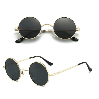 Copper Alloy Steampunk Round Polarized Sunglasses Vintage Sun Glasses Classic UV400 Metal Frame