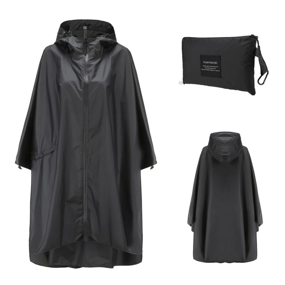 Lightweight Breathable Waterproof Rain Poncho with Belt and Storage Bag