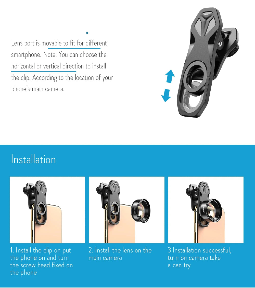 100mm Macro Smartphone Camera Lens with Universal Clip