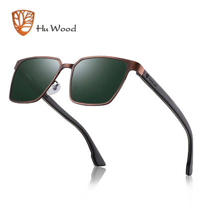 Metal Frame spring wood Temple with polarized lenses and Blue colors and sunglasses