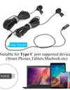 Microphone Dual Head Lavalier Lapel Condensador Microfone Mic with 6 Meters Cable Compatible with Type-C Interface