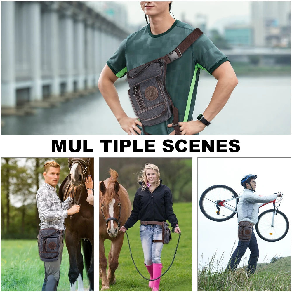 Cycle Drop Leg Bags Vintage Thigh Fanny Pack Canvas/Nylon Riding Waist Pack Military Motor Cycle Messenger Shoulder Bags