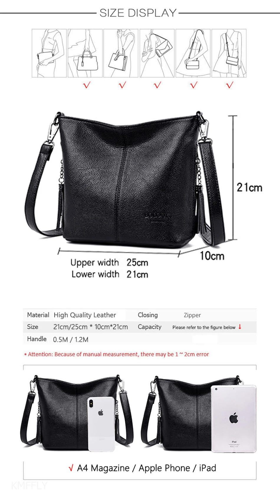 Soft Leather Purse Fashion Women Shoulder Messenger Bag Trend Designer Tassel Bag Luxury Ladies Handbag