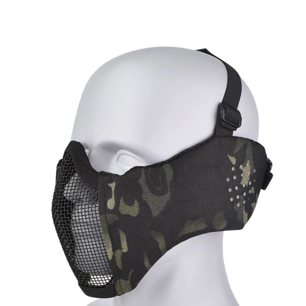 Airsoft Face Mask With Ear Mesh Face Breathable Mouth Mask Tactical Paintball Softair Protective Mask Shooting Hunting Equipment