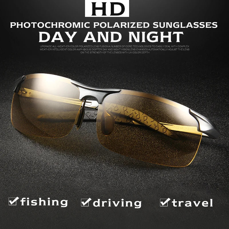 Aluminum Magnesium Photochromic Polarized Sunglasses UV400 Night Vision Driving Glasses for Men Women
