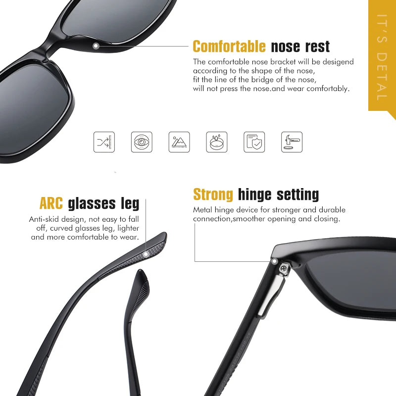 Square Polarized Sunglasses for Men and Women Retro Brown Blue Ocean Lens