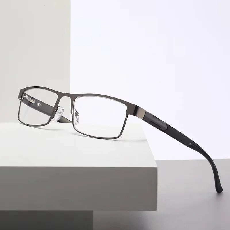 Reading Glasses Titanium Alloy Coated Lenses  Presbyopic Eyewear Square Anti-Blue Spectacles Eyeglasses For Men+3.5+4