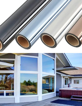 One Way Mirror Window Privacy Film Daytime Anti UV Sun Blocking Heat Control Reflective Window Tint for Home Office Living Room