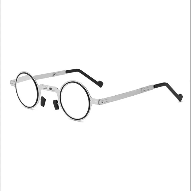 Metal Round Folding Reading Glasses Men Blue Light Computer Grade Glasses Narrow Eyeglasses Frame For Men gafas +3.5