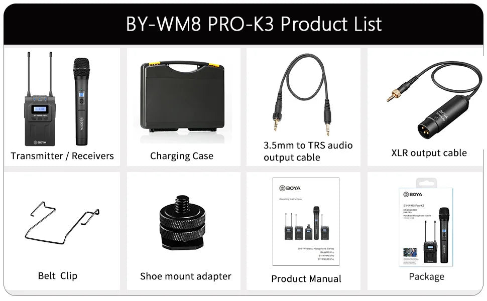 BY-WM8 PRO UHF Wireless Lavalier Lapel Microphone for iPhone Android DSLR Cameras PC Computer Interview Youtube Streaming