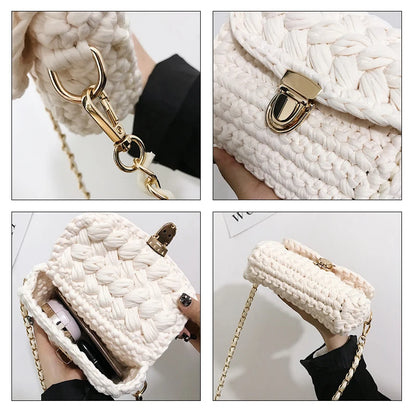 Bag Woven Tote Bag Ladies Single Chain Knitting Crossbody Bags Small Crochet Shoulder Bags