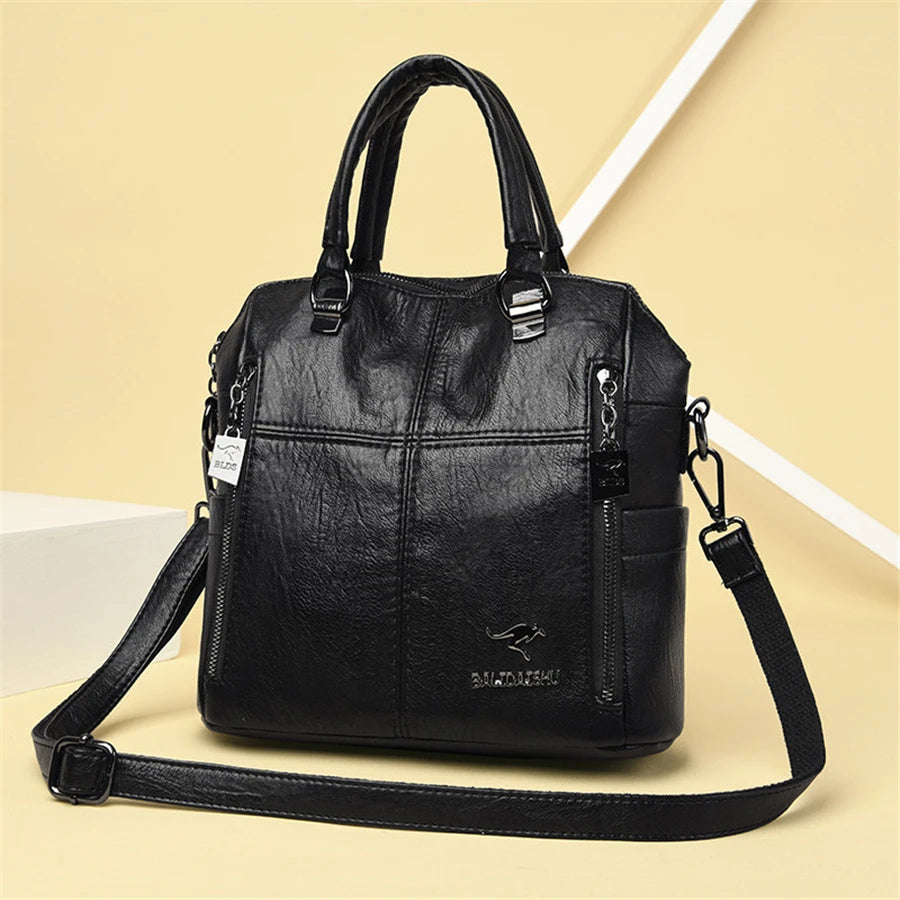 Leather Backpack Women Shoulder Bags Multi function Travel Backpack School Bags Bagpack