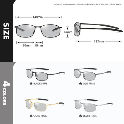 Retro Small Oval Photochromic Sunglasses Polarized Driving  Anti-glare Sun Glasses Men