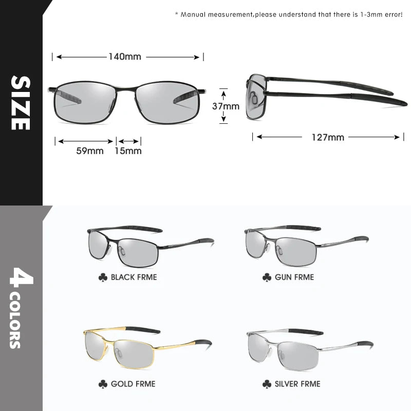 Photochromic Polarized Retro Small Oval Sunglasses for Men Driving Use