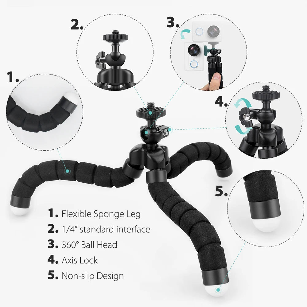 Flexible Mini Tripod smartphone Tripod Mobile Phone Holder clip stand for GoPro Hero 11 10 9 8 7 6 5 4 for yi 4k for DJI