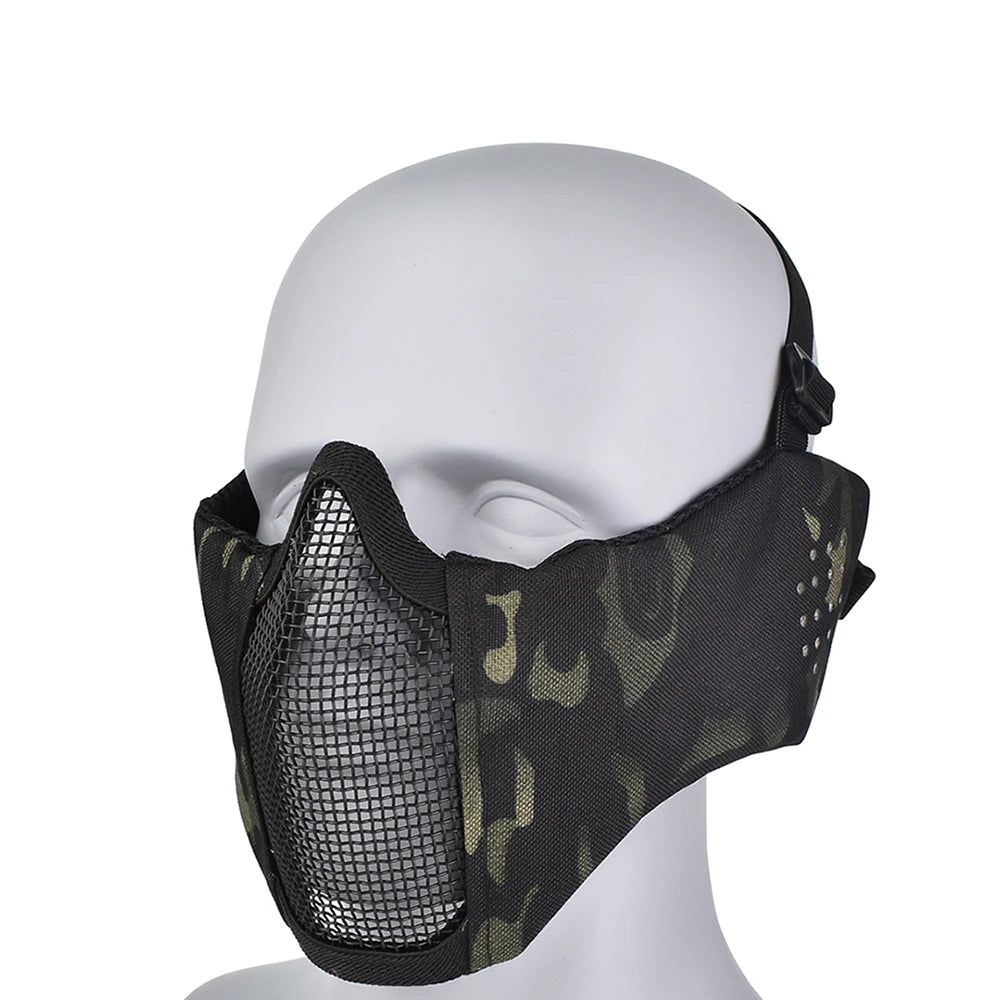 Airsoft Face Mask With Ear Mesh Face Breathable Mouth Mask Tactical Paintball Softair Protective Mask Shooting Hunting Equipment