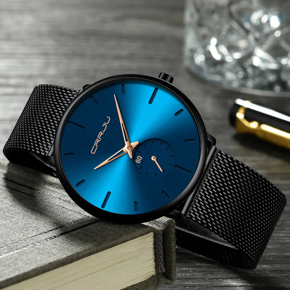 Fashion Blue Men Watch Top Luxury Brand Minimalist Ultra-thin Quartz Watch Casual Waterproof Clock Relogio Masculino