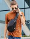 Hard Shell Design 3.0 USB Charging Crossbody Bag Shoulder Bags Male Waterproof Short Trip Chest Bag Pack for Men Sling Bag