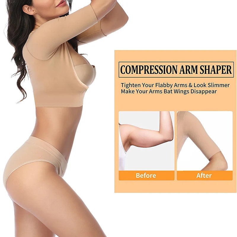 Back Support Upper Arm Shaper Post Surgical Slimming Underwear Compression Sleeves Posture Corrector Tops Shapewear for Women