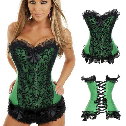 Christmas Womens Steampunk Gothic Corset Bustier Steel Boned Halloween Corset Bustier Overbust Corselet Waist Trainer Shaper