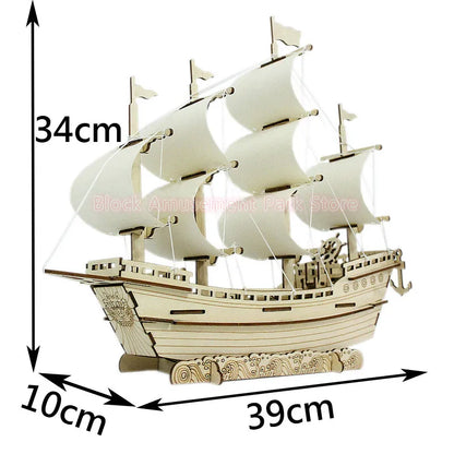 Sailboat Diy Toy Puzzle 3D Small Boat Educational Kids Gift Games Assemble Wood Building Ferry Model Wooden Toys Sailing Ship