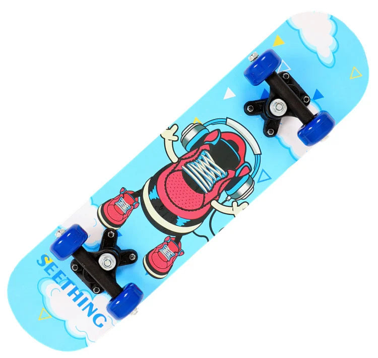 60CM Skateboard Beginner Cartoon Skateboard Maple Wood Deck Skate Board Outdoor Long Board Double Rocker Skateboard