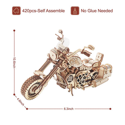 Motorcycle Puzzle 3D Wooden DIY Children Game Assembly Wood Model Kit Building Blocks