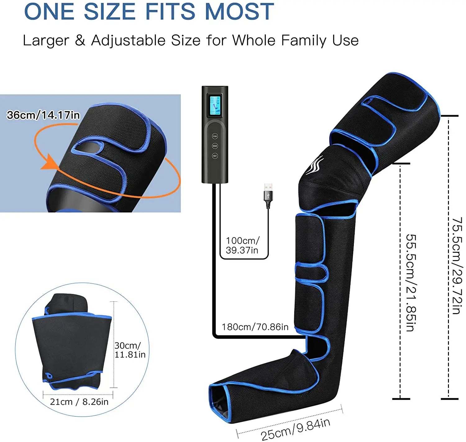 USB Foot air pressure leg massager promotes blood circulation, body massager, muscle relaxation, lymphatic drainage device 360°