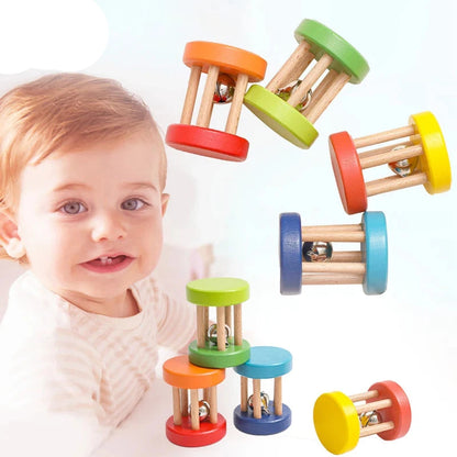 Color Wooden Rattles Toy 0-12 Months Baby Hearing Training Game Early Educational Toys Infant Toddler Hand Bell Toy