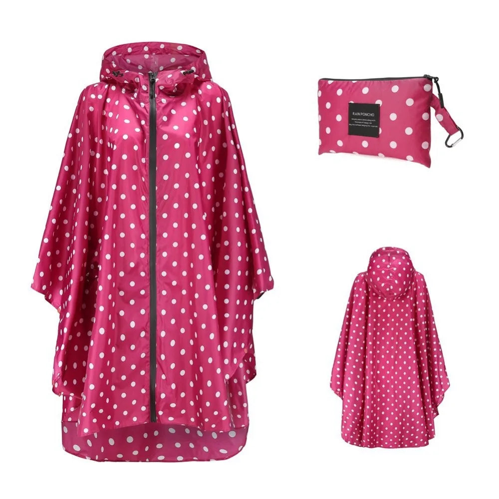 Lightweight Breathable Waterproof Rain Poncho with Belt and Storage Bag