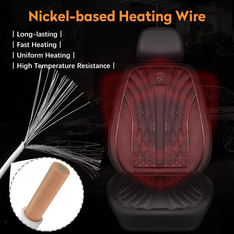 12/24V Heated Car Seat Cover 30‘ Fast Heating Seat Cushion Universal Car Seat Heater Thicken Lengthen Widen Flannel Heating Pad