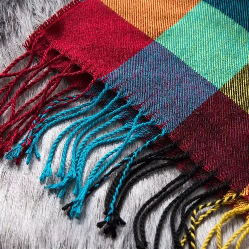 Classic lattice men soft shawl plaid scarves shawl wraps shawl neckerchief headband muffler