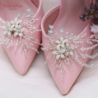 2 Pieces of Ladies Crystal Shoe Clip Alloy Flower Charm Metal Shoe Clip Bridal Shoes Rhinestone Accessories