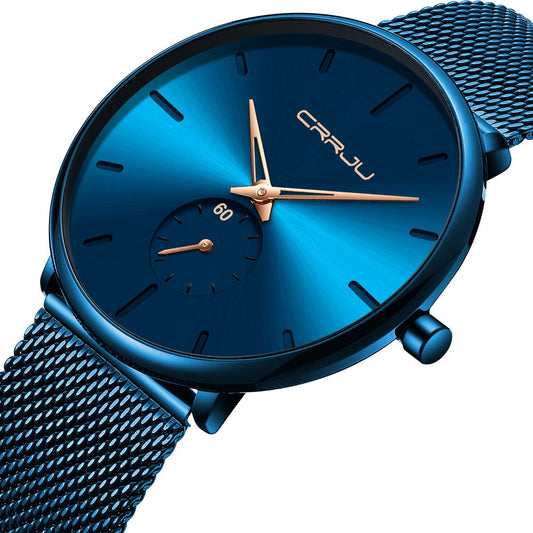 Fashion Blue Men Watch Top Luxury Brand Minimalist Ultra-thin Quartz Watch Casual Waterproof Clock Relogio Masculino