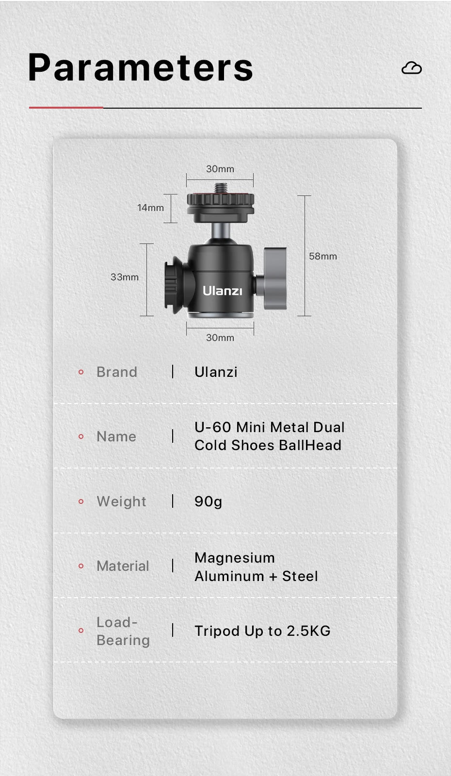 Metal Ballhead Pan Tilt Dual Cold Shoe Tripod Head Vlog Tripod Head