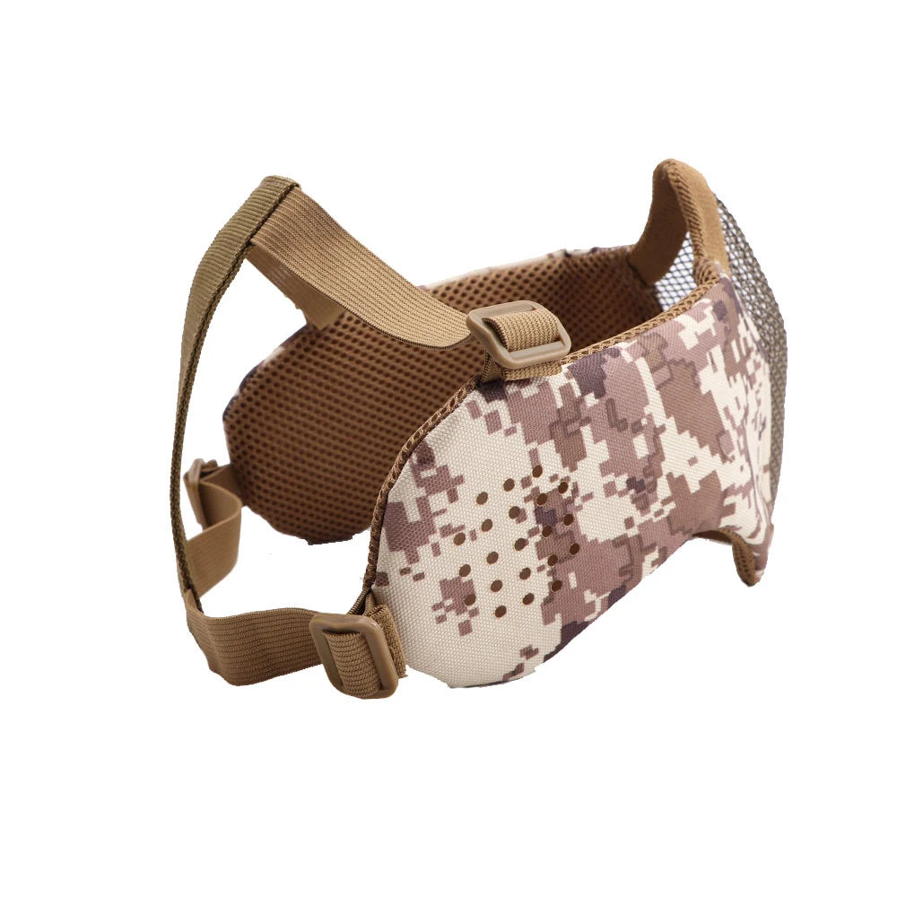 Airsoft Face Mask With Ear Mesh Face Breathable Mouth Mask Tactical Paintball Softair Protective Mask Shooting Hunting Equipment