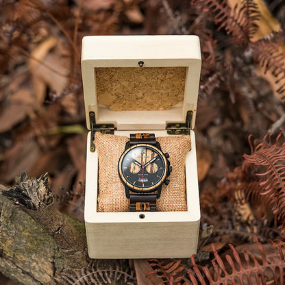 Wood Watch Private Custom Logo Engraving Message Quartz Wristwatches Chronograph