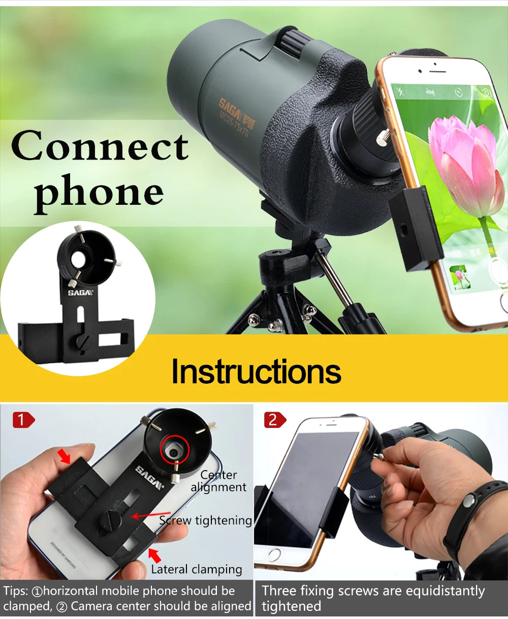 Professional Spotting Scope, Monocular Telescope,  Waterproof Telescope, Hunting Bird Watching Target, MC25-75x70 Zoom