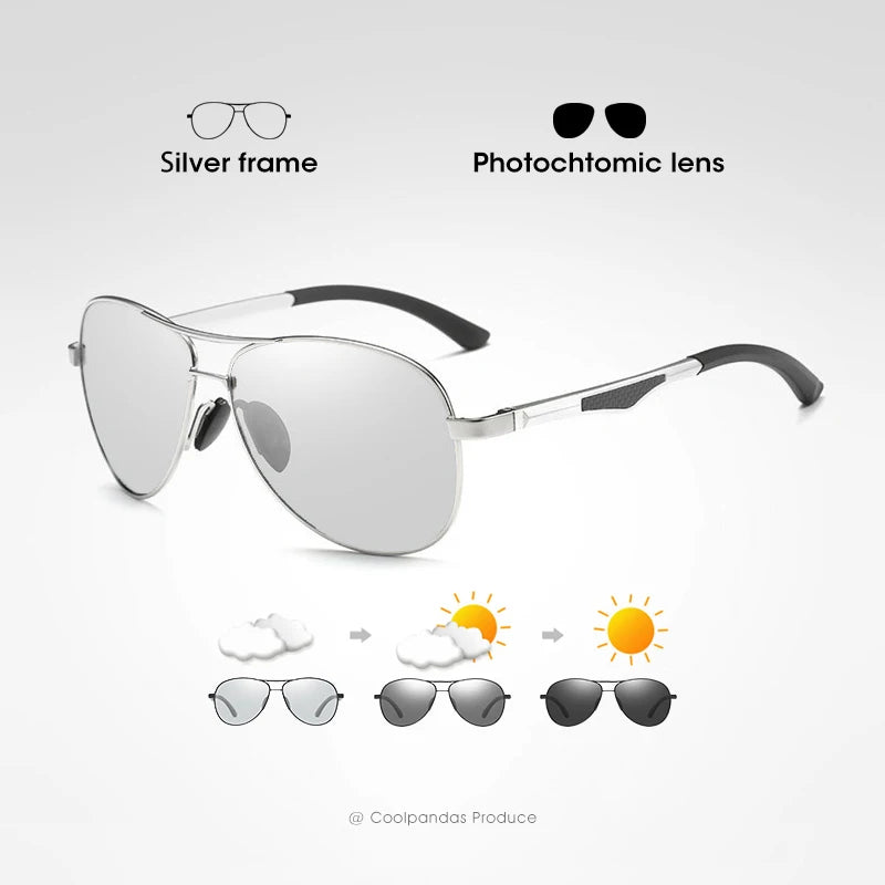 Aviation Photochromic Polarized UV400 Night Vision Driving Sunglasses for Men Women