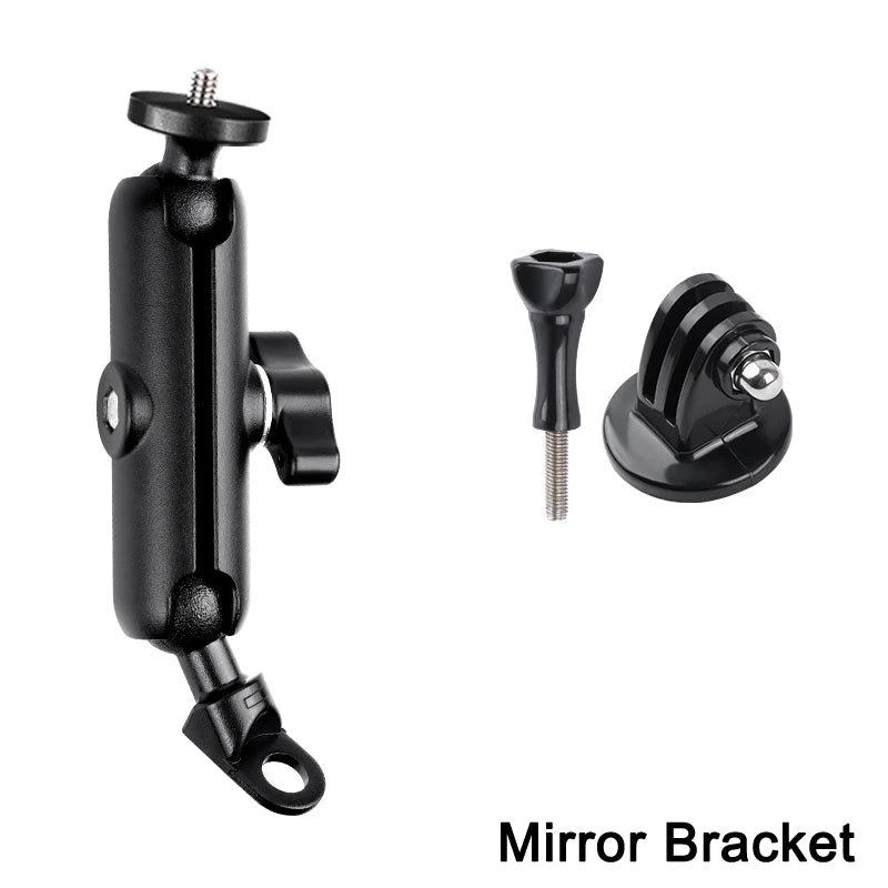 Metal Motorcycle Bicycle Camera Mount Handlebar Mirror Holder for Action Cameras and Smartphones