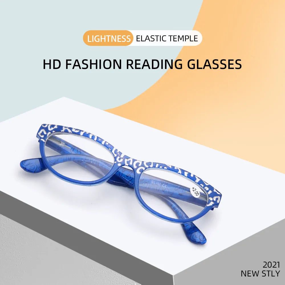 Reading Glasses Women Cat Eye Magnifying Old Flower Presbyopia Eyeglasses Frames 1.0 1.5 2.0 2.5 3.0