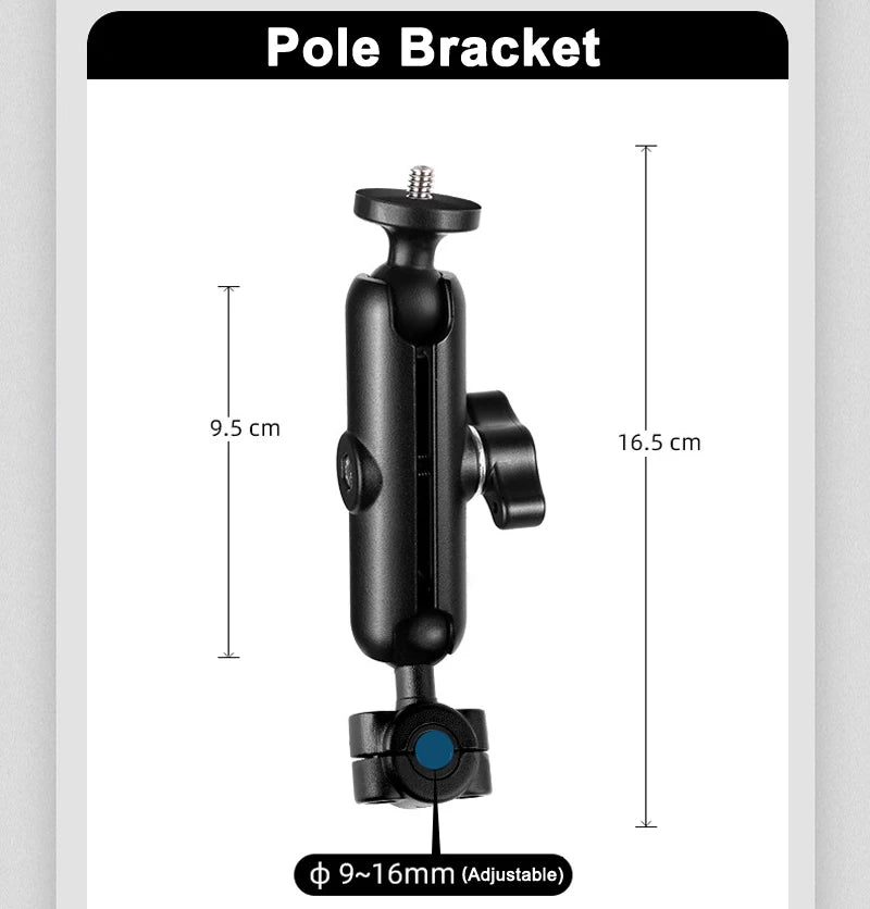 Metal Motorcycle Bicycle Camera Mount Handlebar Mirror Holder for Action Cameras and Smartphones