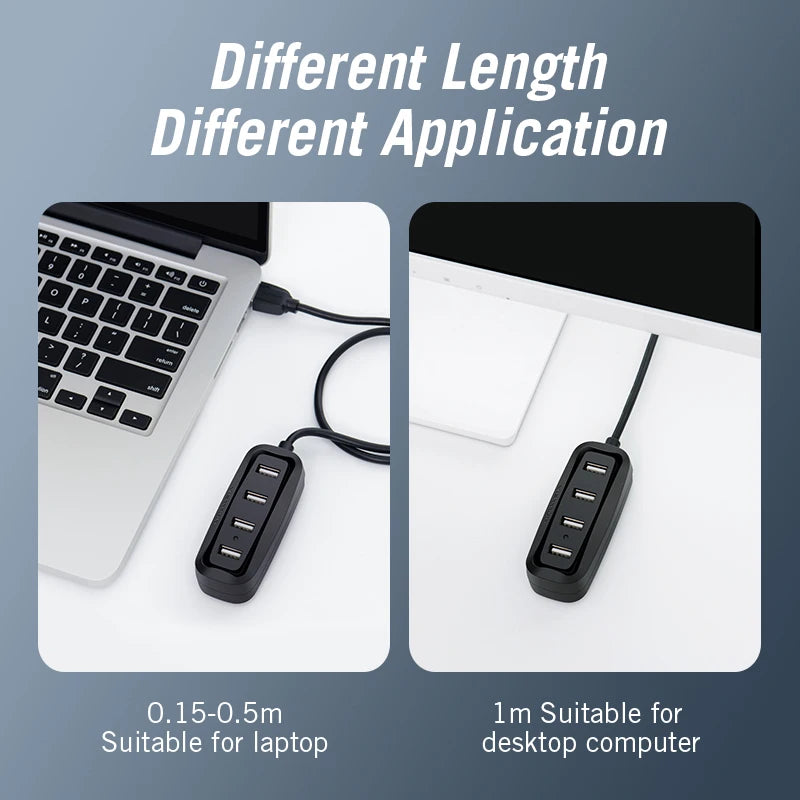 USB 2.0 HUB 4 Port with LED Multi USB Splitter for Lenovo Xiaomi Macbook Pro Air Computer Accessories Laptop HUB USB 2.0