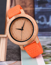 Watches Top Brand Luxury Quartz Leather Silicone Strap Bamboo Wristwatch
