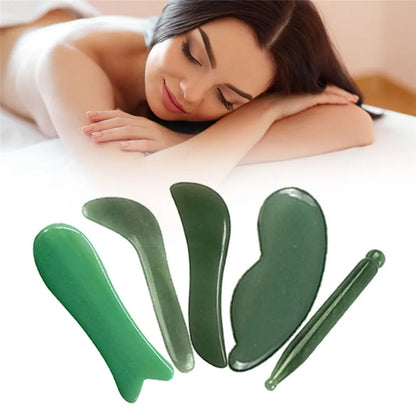 Natural Jade Gua sha Stone Board Massage Rose Quartz Guasha Plate Jade Face Massager Scrapers Tools for Face Neck Back Body