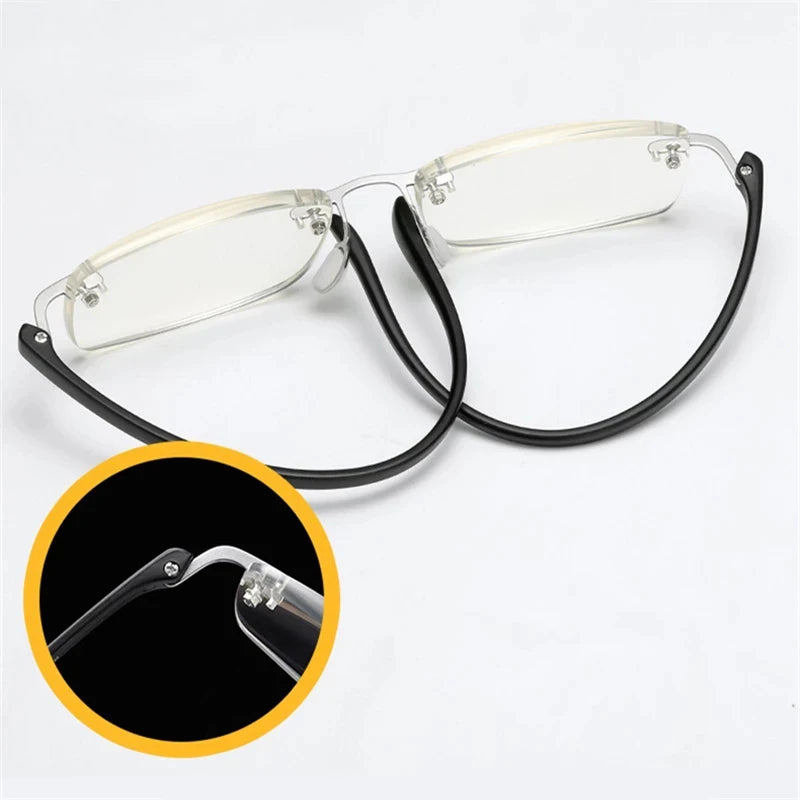 Rimless Reading Glasses Anti-Blue Light Presbyopia Spectacles Eyewear Ultralight Square Frameless Hyperopia Eyeglasses